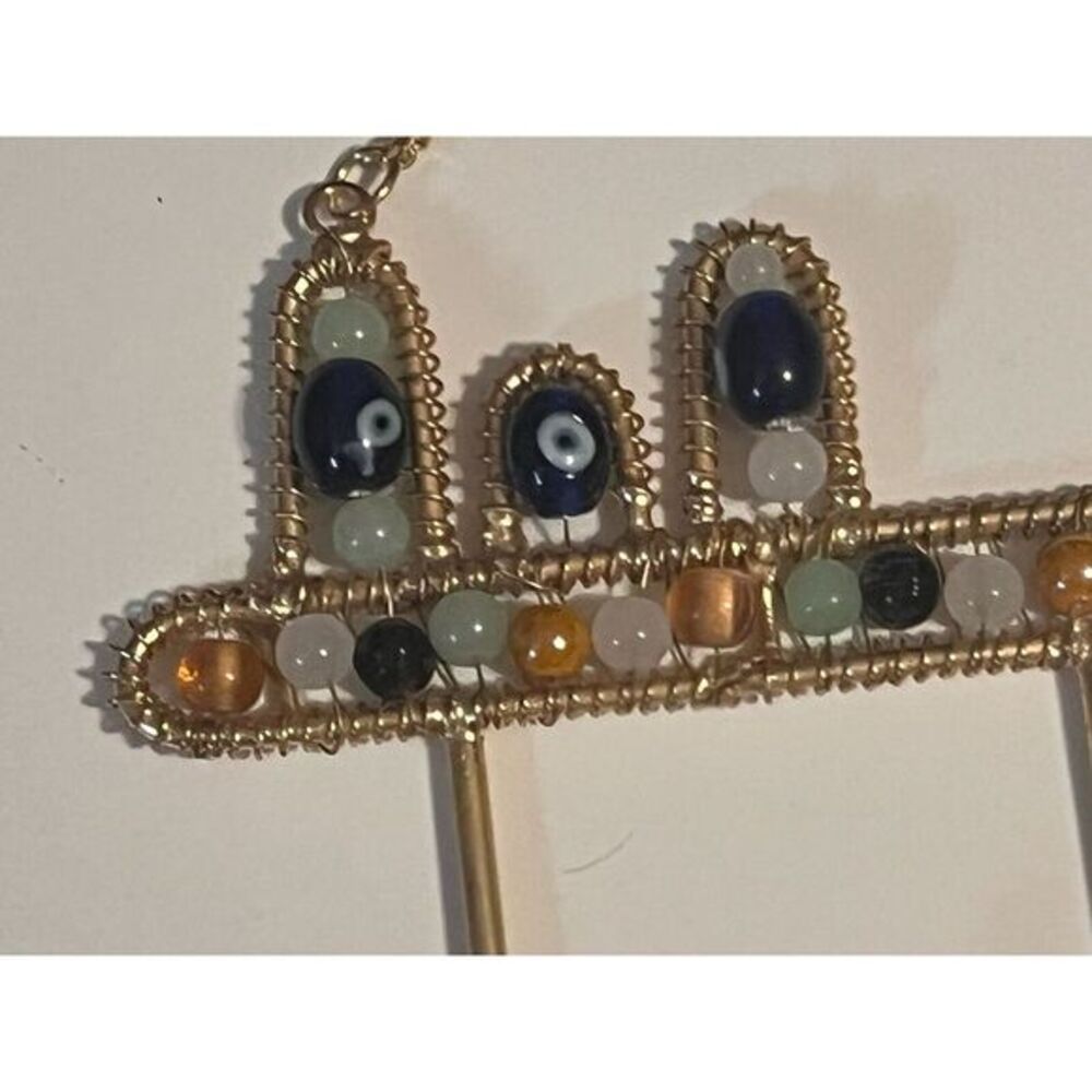 Earthbound Key Holder Hooks Wall Hanger With Evil Eye‎ Beads And More - Picture 4 of 13